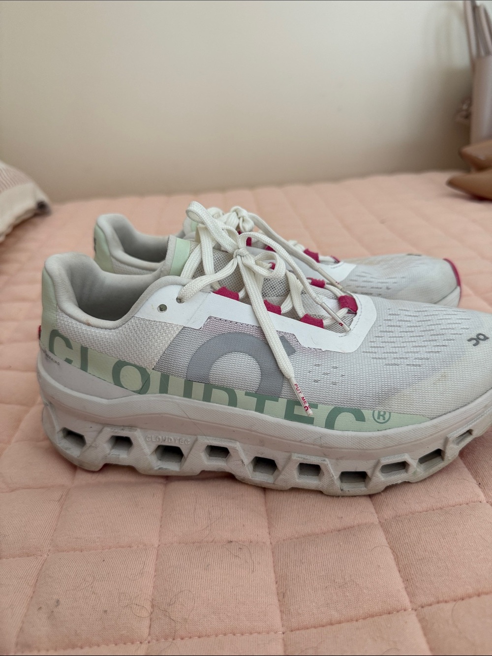 On Running Cloudnova Women’s Running Shoes - White with Mint and Pink Accents - Picture 3 of 4